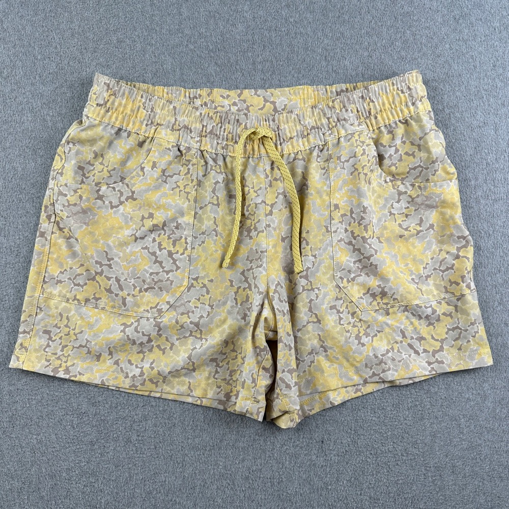 Columbia Shorts Womens Large Camo Yellow Drawstring Activewear Sportswear